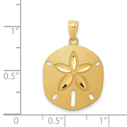 14K Gelbgold Anhänger Sanddollar mit Diamantschliff, satiniert