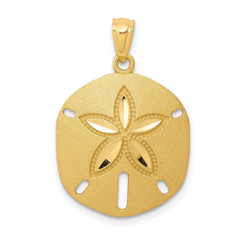 14K Gelbgold Anhänger Sanddollar mit Diamantschliff, satiniert