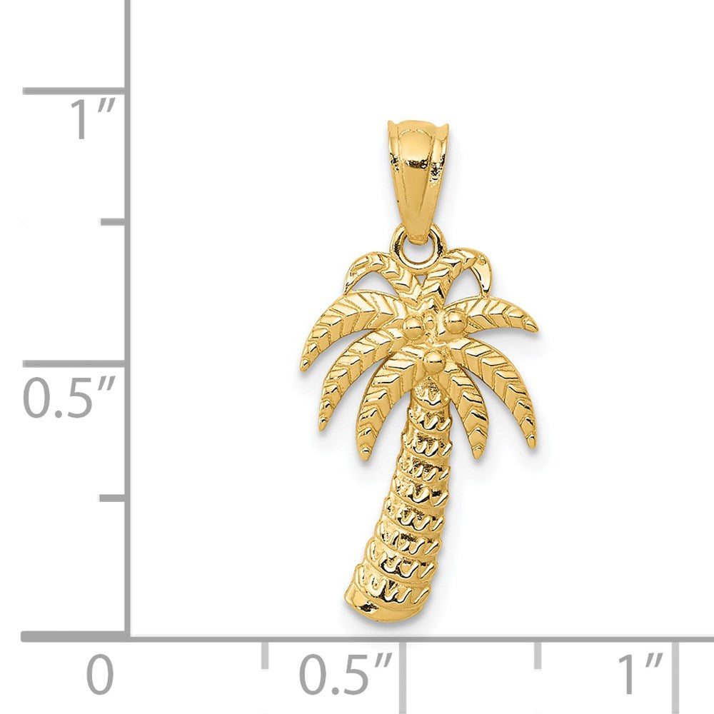14K Gelbgold Strukturiert Poliert Palme Baum Anhänger