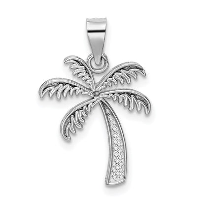 14K Weißgold Poliert Palme Baum Anhänger