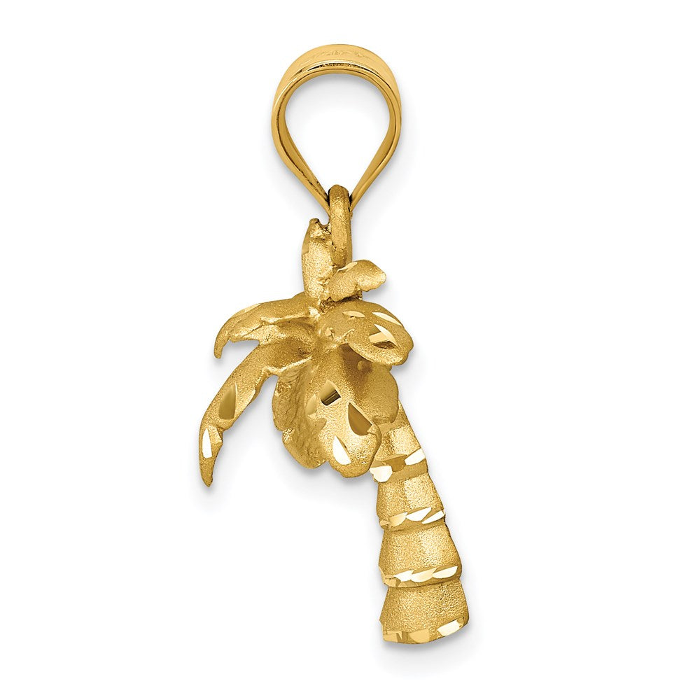 14K Gelbgold Anhänger „Palme" mit Satin- und Diamantschliff-Finish