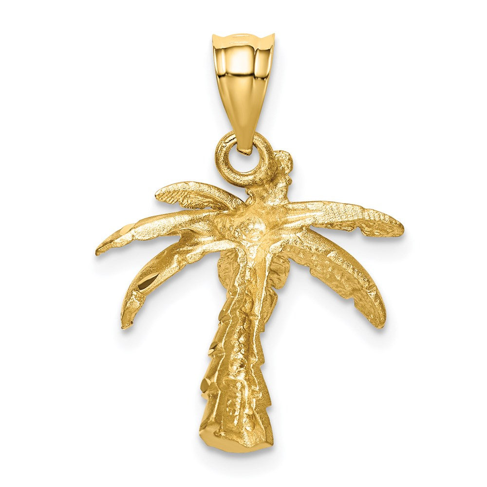 14K Gelbgold Anhänger „Palme" mit Satin- und Diamantschliff-Finish