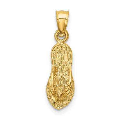 14K Gelbgold 3d Poliert und Strukturiert Flip Flop Anhänger