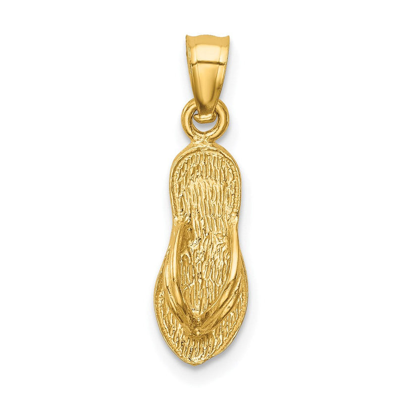 14K Gelbgold 3d Poliert und Strukturiert Flip Flop Anhänger