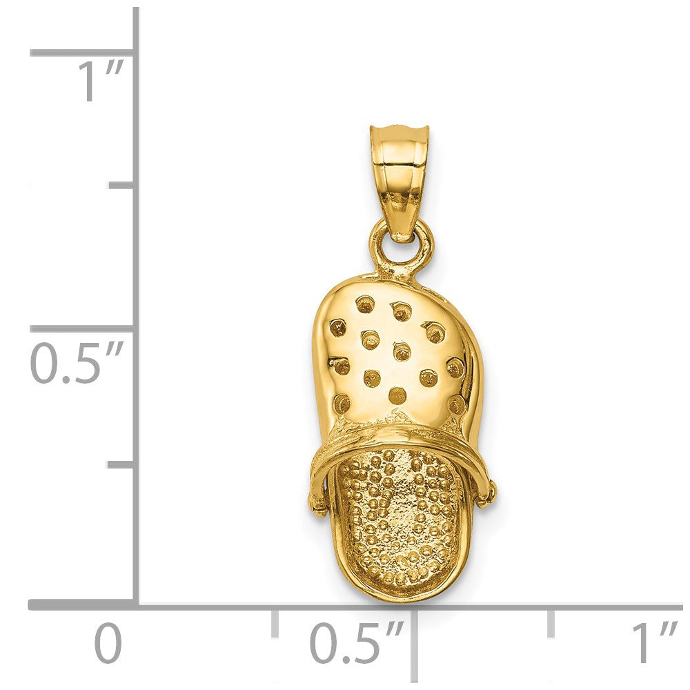 14K Gelbgold Polierter Beweglicher Clog-Anhänger