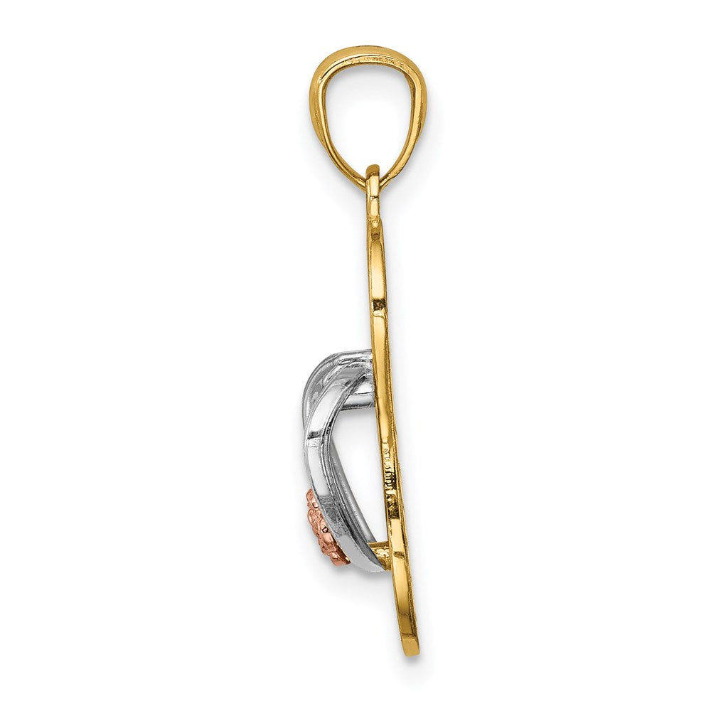 14K Bicolor Gelb und Roségold mit Rhodium Sandal Anhänger