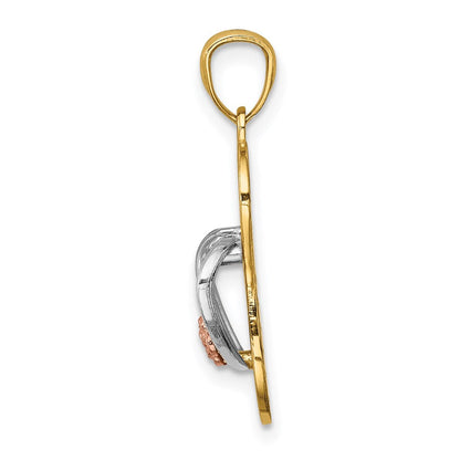 14K Bicolor Gelb und Roségold mit Rhodium Sandal Anhänger