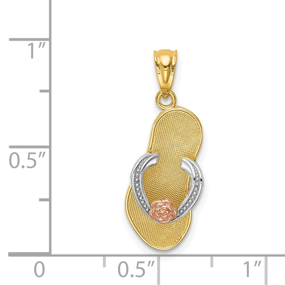 14K Bicolor Gelb und Roségold mit Rhodium Sandal Anhänger
