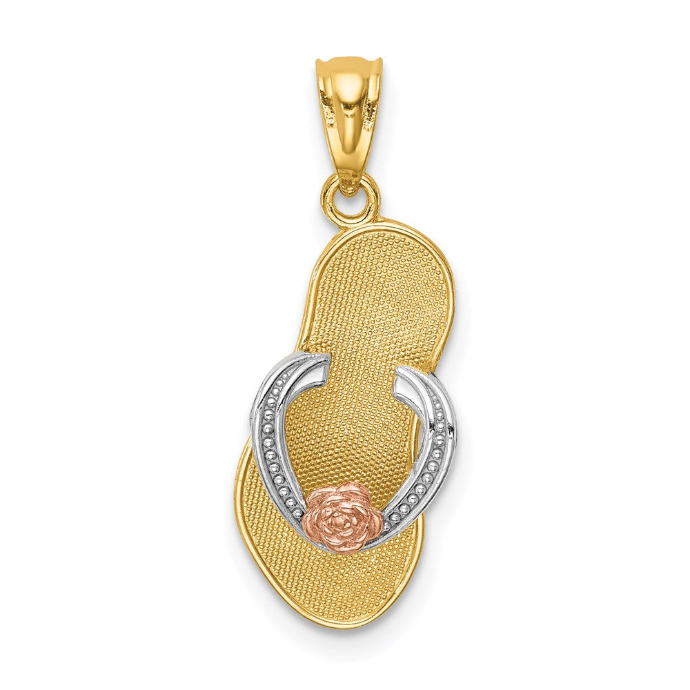 14K Bicolor Gelb und Roségold mit Rhodium Sandal Anhänger