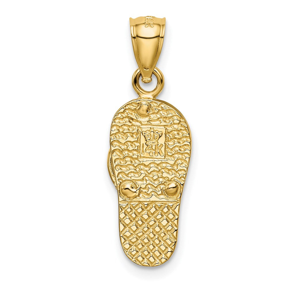 14K Gelbgold Polierter 3D-Flip-Flop-Anhänger mit synthetischem blauem Opal