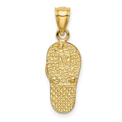 14K Gelbgold Polierter 3D-Flip-Flop-Anhänger mit synthetischem blauem Opal