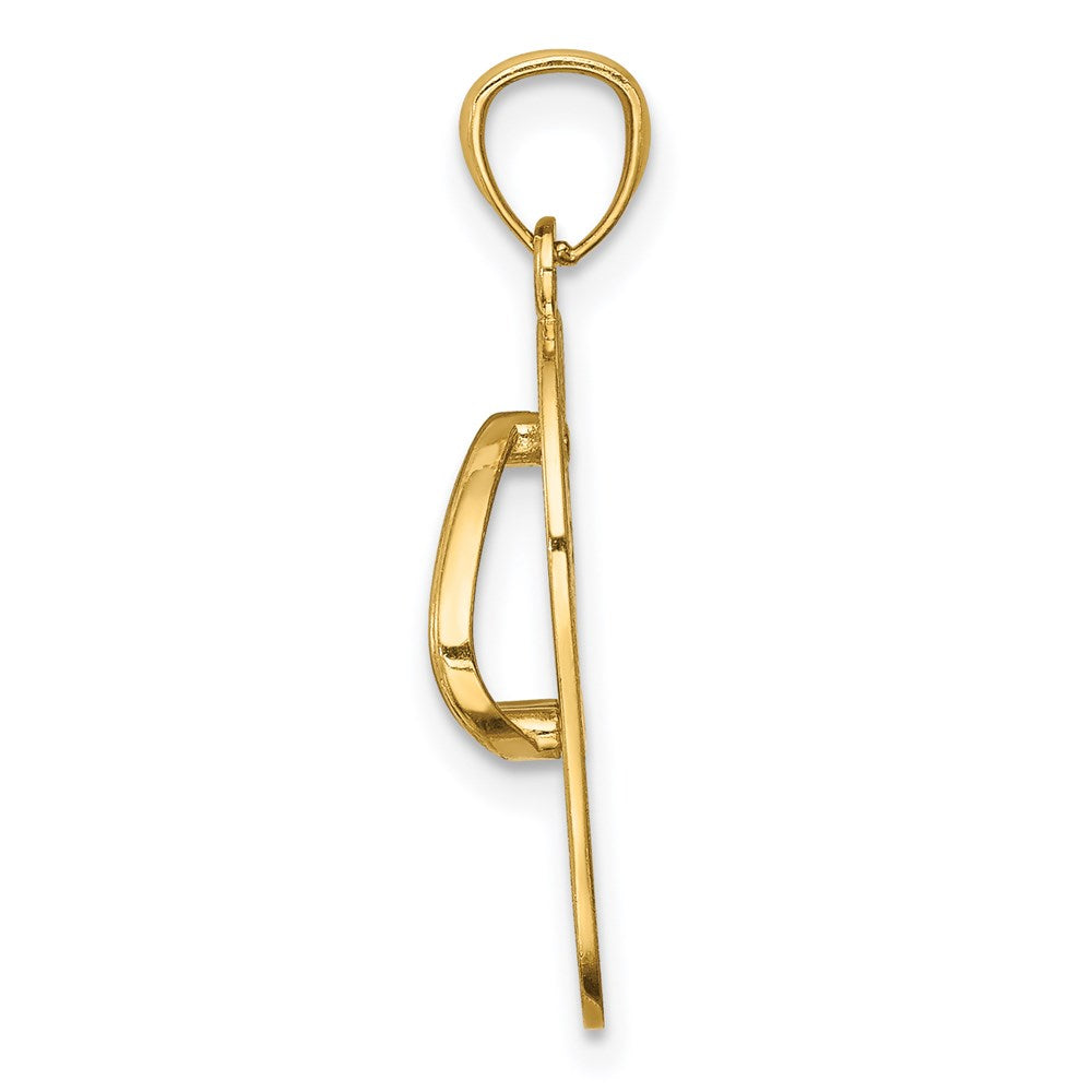 14K Gelb & Rhodium mit Rhodium Poliert Blumen Flip Flop Anhänger