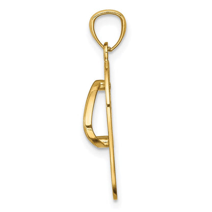 14K Gelb & Rhodium mit Rhodium Poliert Blumen Flip Flop Anhänger