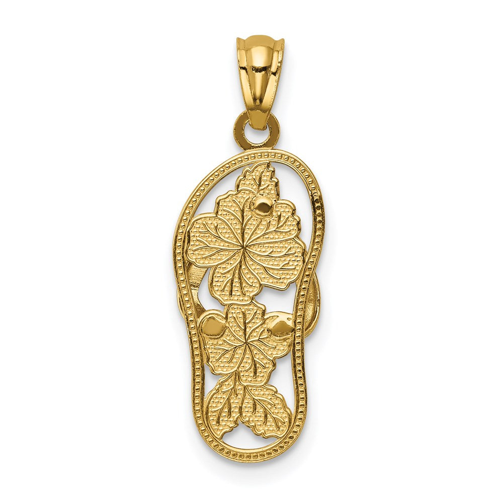 14K Gelb & Rhodium mit Rhodium Poliert Blumen Flip Flop Anhänger
