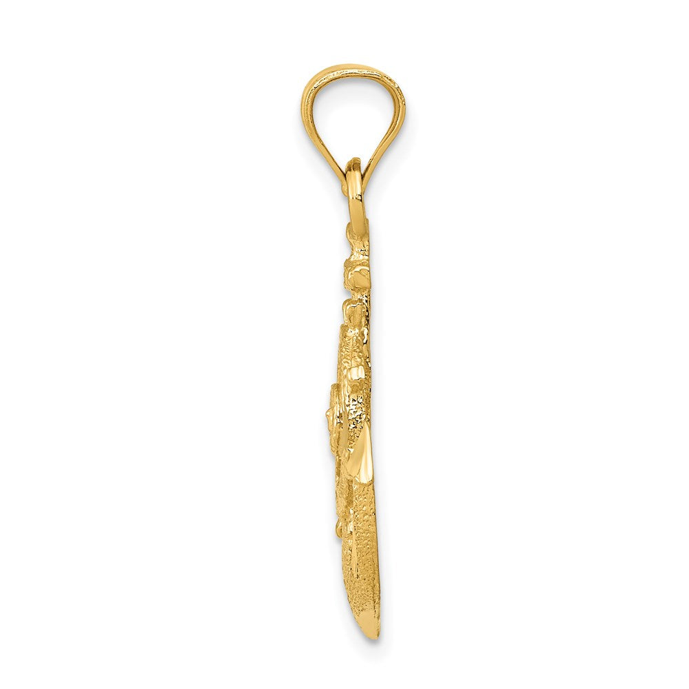 14K Gelbgold Anker-Anhänger, satiniert und diamantiert