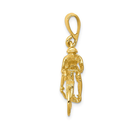 14K Gelbgold Polierter Radfahrer-Anhänger