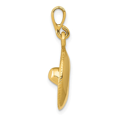 14K Gelbgold 3D-Sombrero-Anhänger
