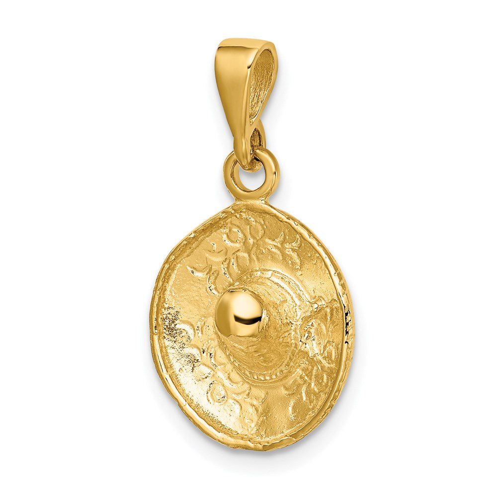 14K Gelbgold 3D-Sombrero-Anhänger