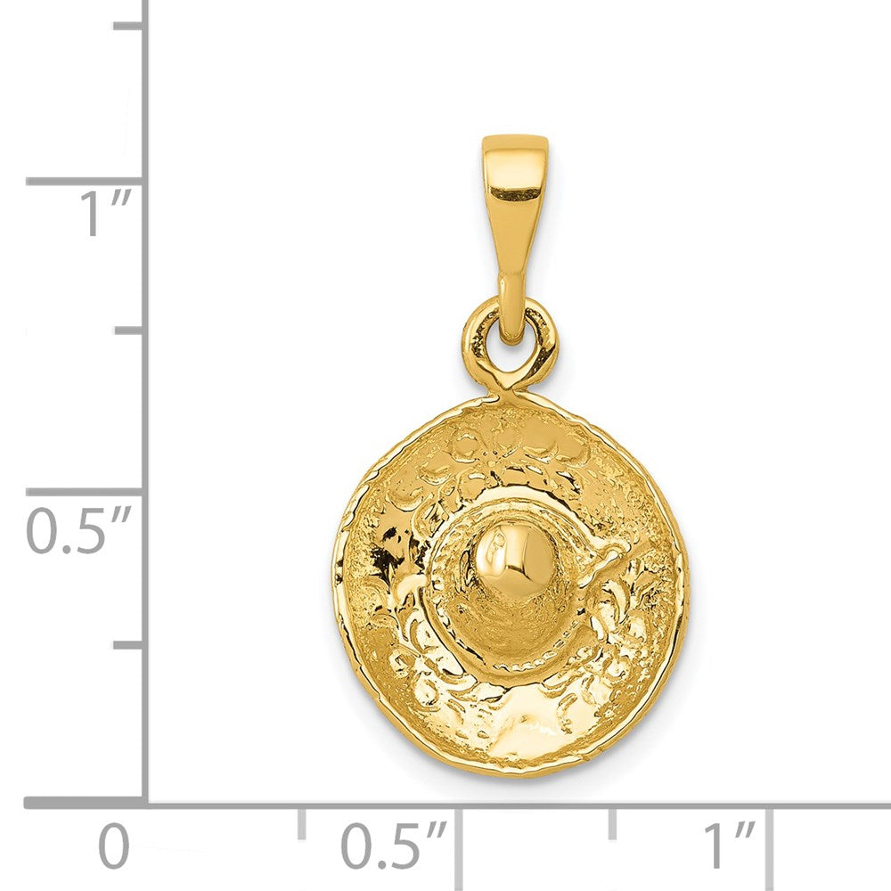 14K Gelbgold 3D-Sombrero-Anhänger