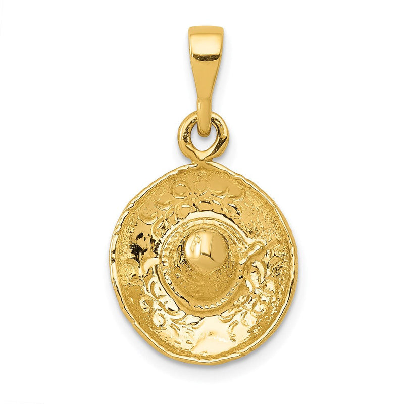 14K Gelbgold 3D-Sombrero-Anhänger