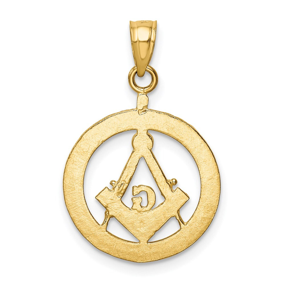 14K Gelbgold Poliert und Diamantiert Freimaurer Symbol Anhänger