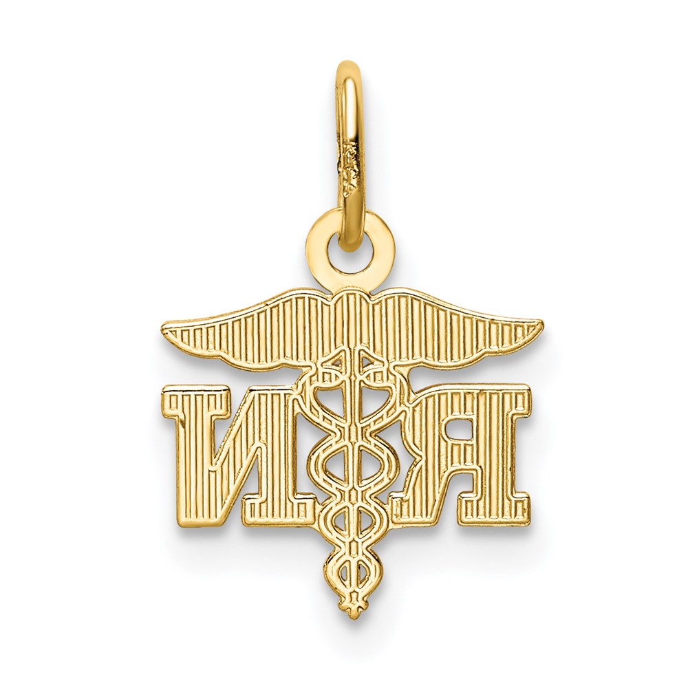 14K Gelbgold Diamantiert Poliert Rn Krankenschwester Anhänger
