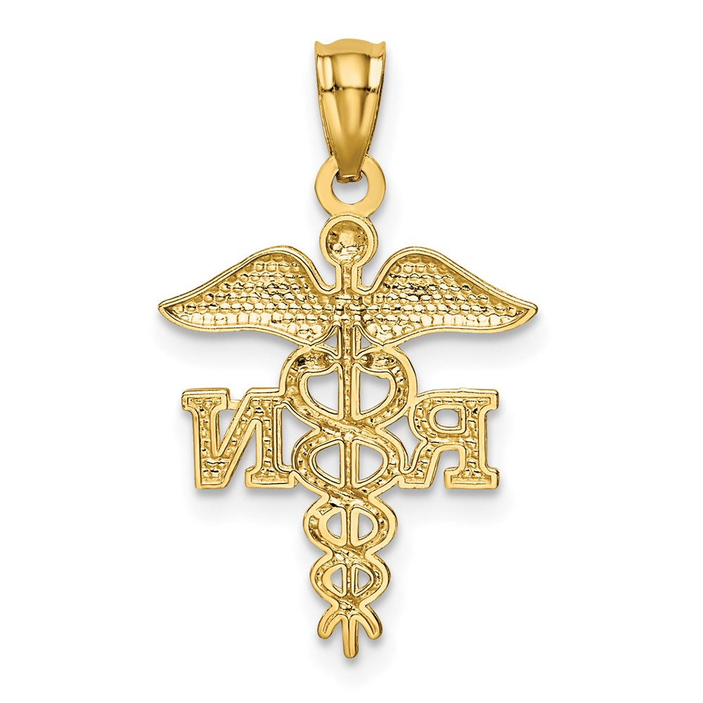 14K Gelbgold Diamantiert Poliert Rn Krankenschwester Anhänger