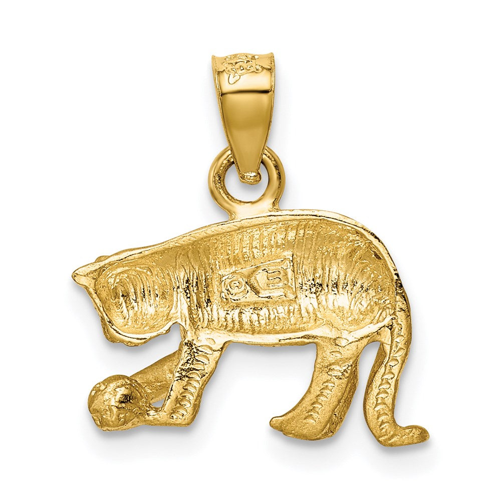 14K Gelbgold Katzen-Anhänger, satiniert und diamantiert