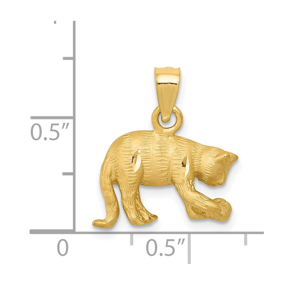 14K Gelbgold Katzen-Anhänger, satiniert und diamantiert