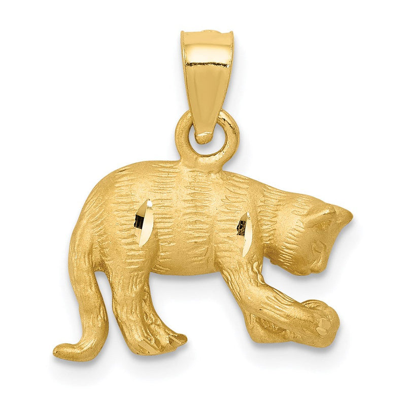 14K Gelbgold Katzen-Anhänger, satiniert und diamantiert