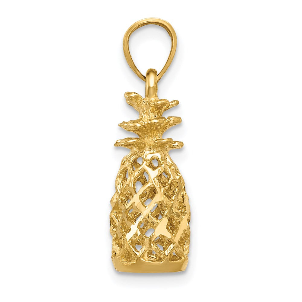 14K Gelbgold Diamantgeschliffener 3D-Ananas-Anhänger