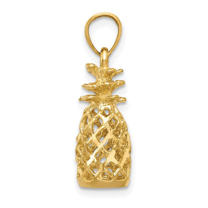 14K Gelbgold Diamantgeschliffener 3D-Ananas-Anhänger