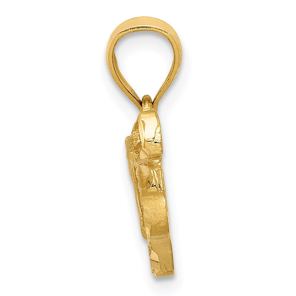 14K Gelbgold Gitarren-Anhänger, satiniert, diamantiert