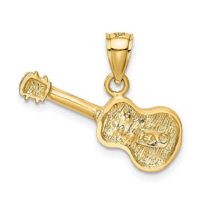 14K Gelbgold Gitarren-Anhänger, satiniert, diamantiert