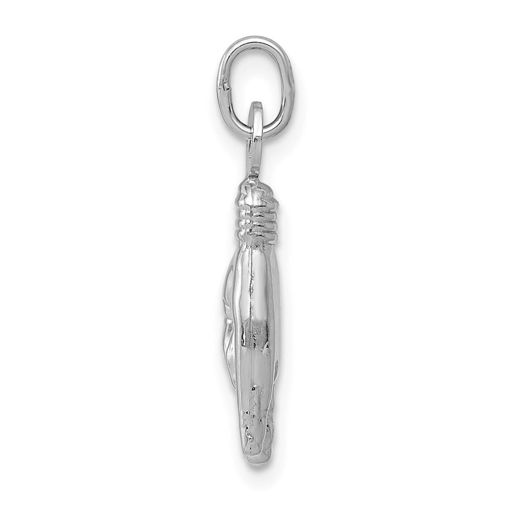 14K Weißgold 3d Rock auf Zeichen Charm