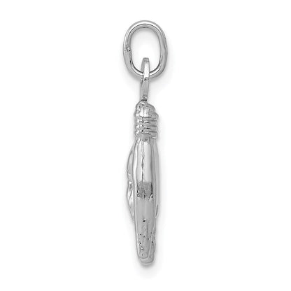 14K Weißgold 3d Rock auf Zeichen Charm