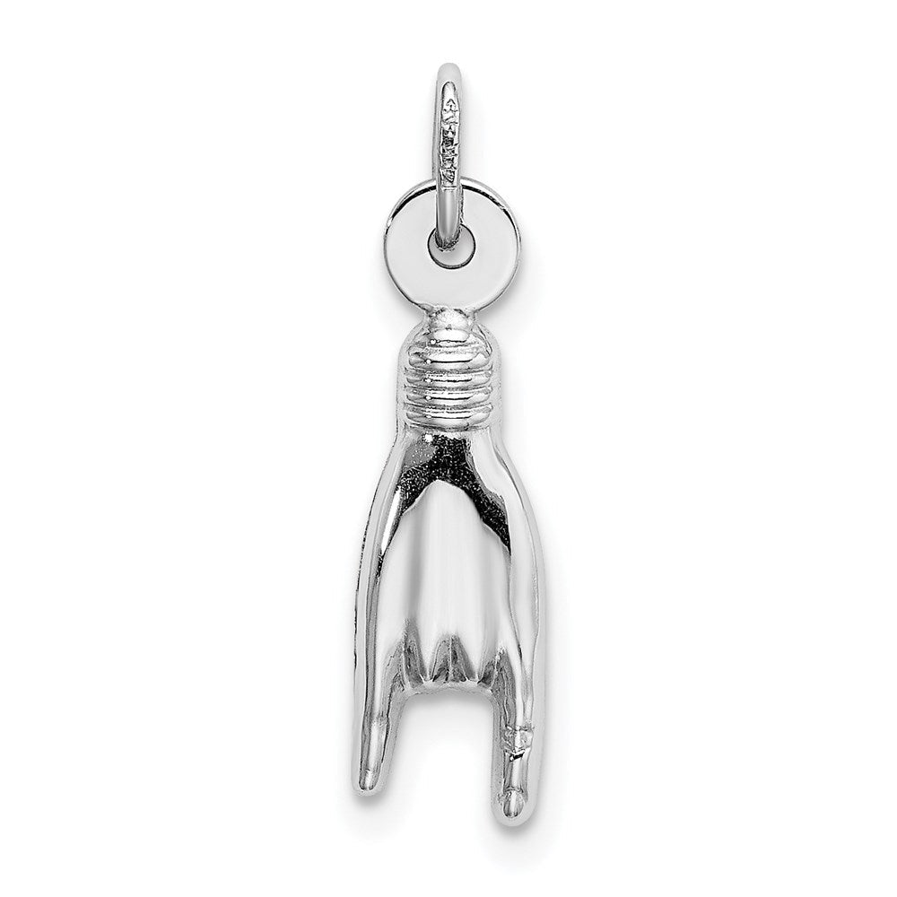 14K Weißgold 3d Rock auf Zeichen Charm