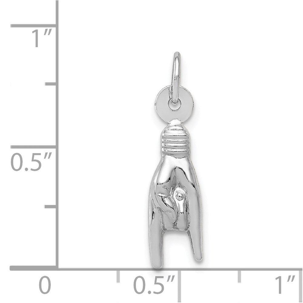 14K Weißgold 3d Rock auf Zeichen Charm