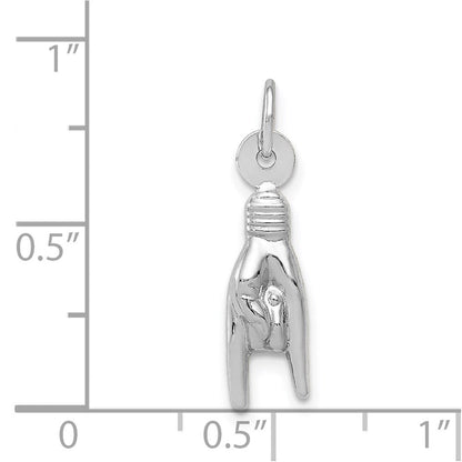 14K Weißgold 3d Rock auf Zeichen Charm