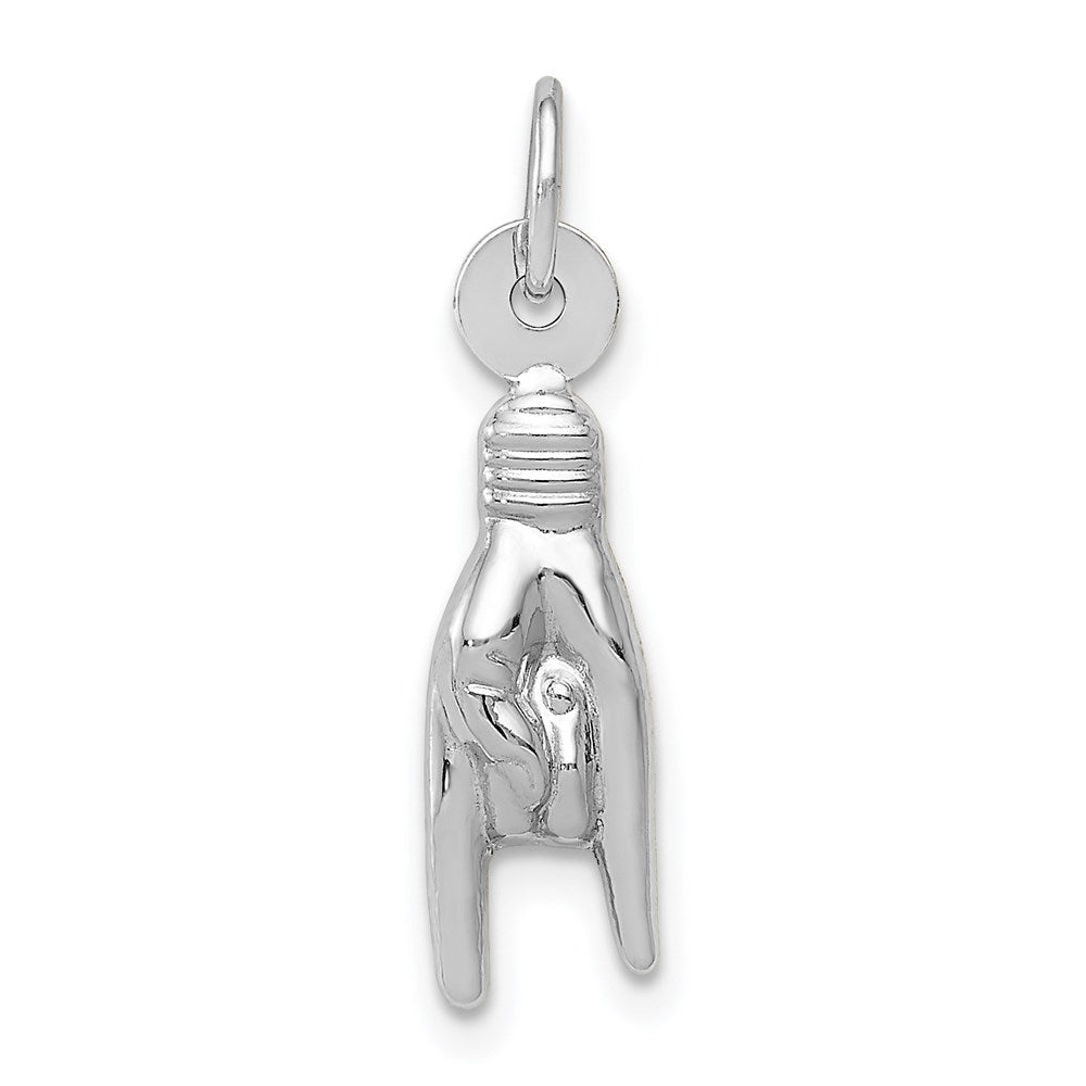 14K Weißgold 3d Rock auf Zeichen Charm