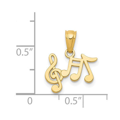 14K Gelbgold Poliert Musik Notes Anhänger