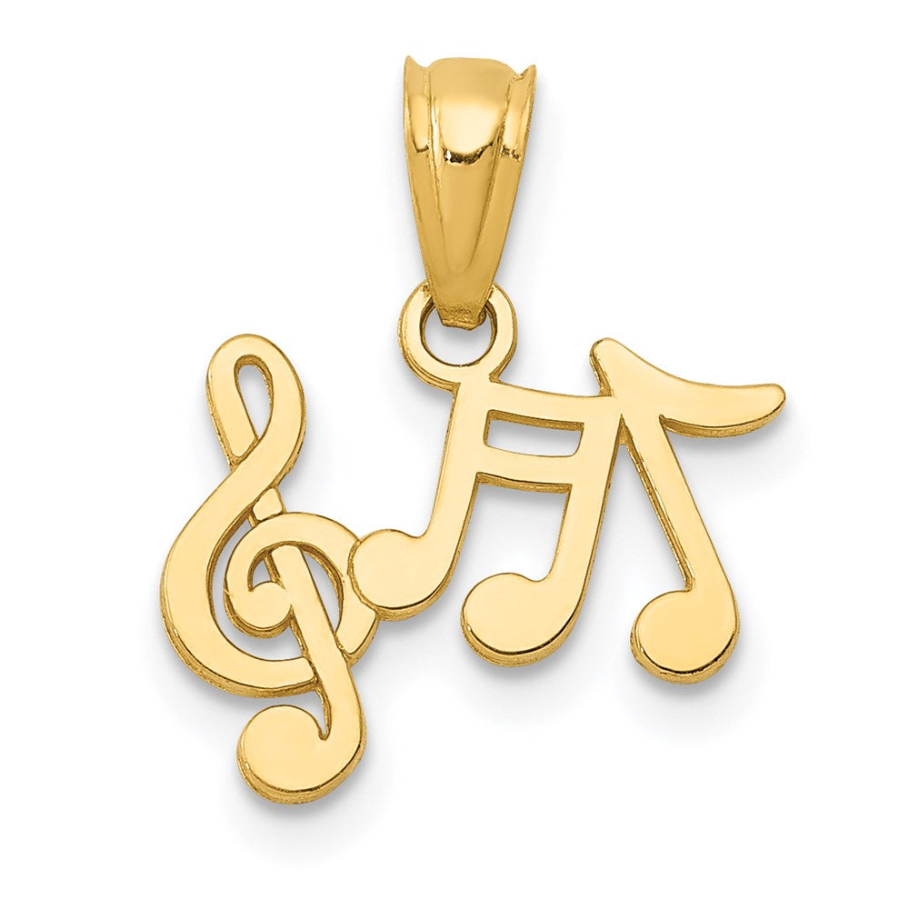 14K Gelbgold Poliert Musik Notes Anhänger