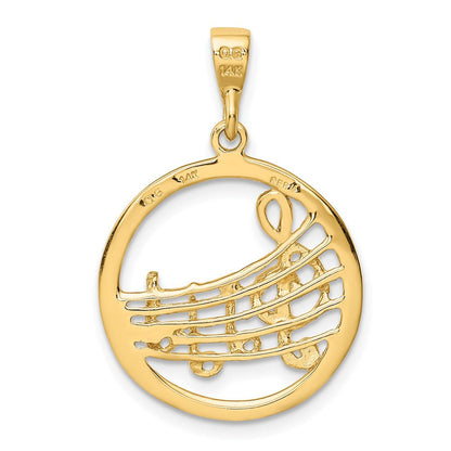 14K Gelbgold Gold Polierter Musiknoten-Anhänger