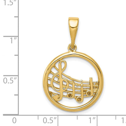 14K Gelbgold Gold Polierter Musiknoten-Anhänger