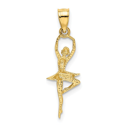14K Gelbgold Poliert Klein Ballerina Anhänger