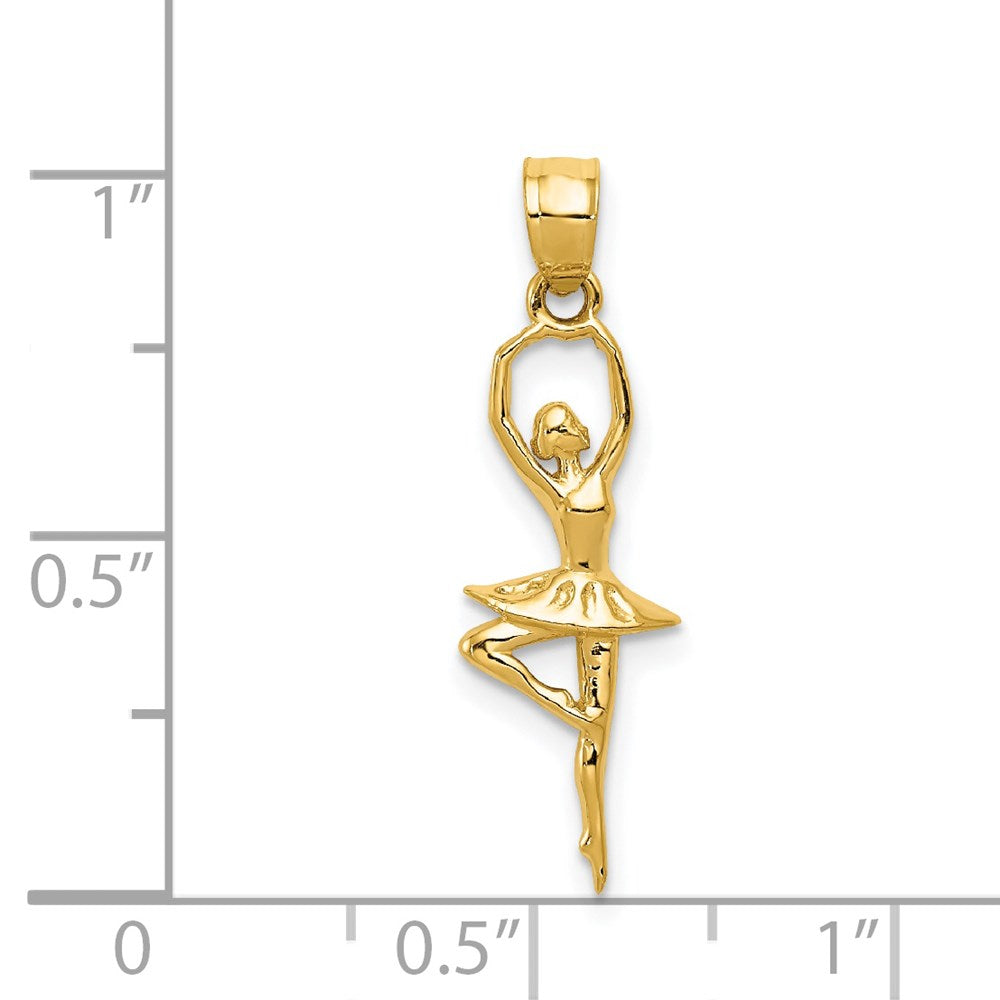 14K Gelbgold Poliert Klein Ballerina Anhänger