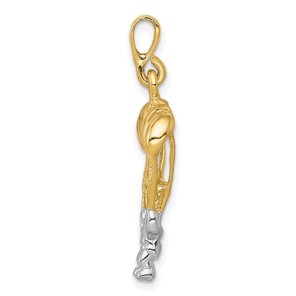 14K Gelbgold Zweifarbig Polierter Fallschirm-Anhänger