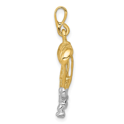 14K Gelbgold Zweifarbig Polierter Fallschirm-Anhänger