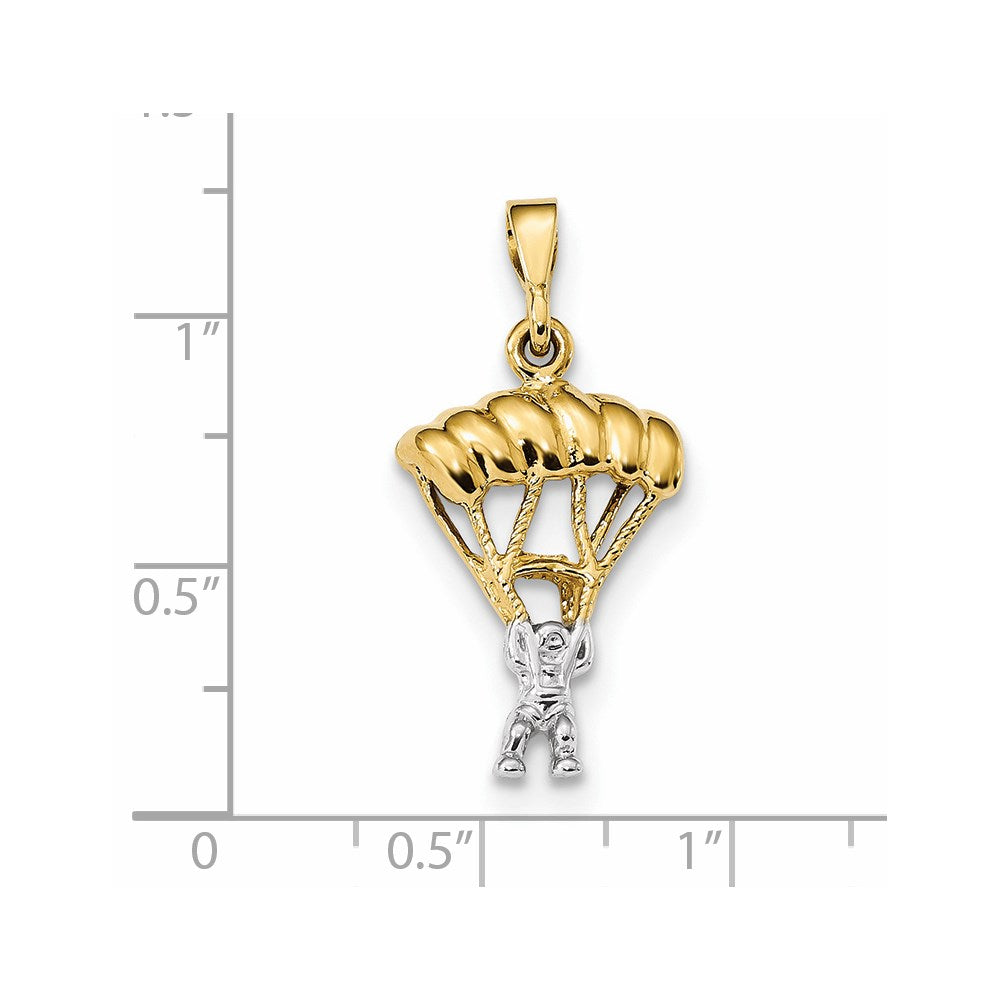 14K Gelbgold Zweifarbig Polierter Fallschirm-Anhänger