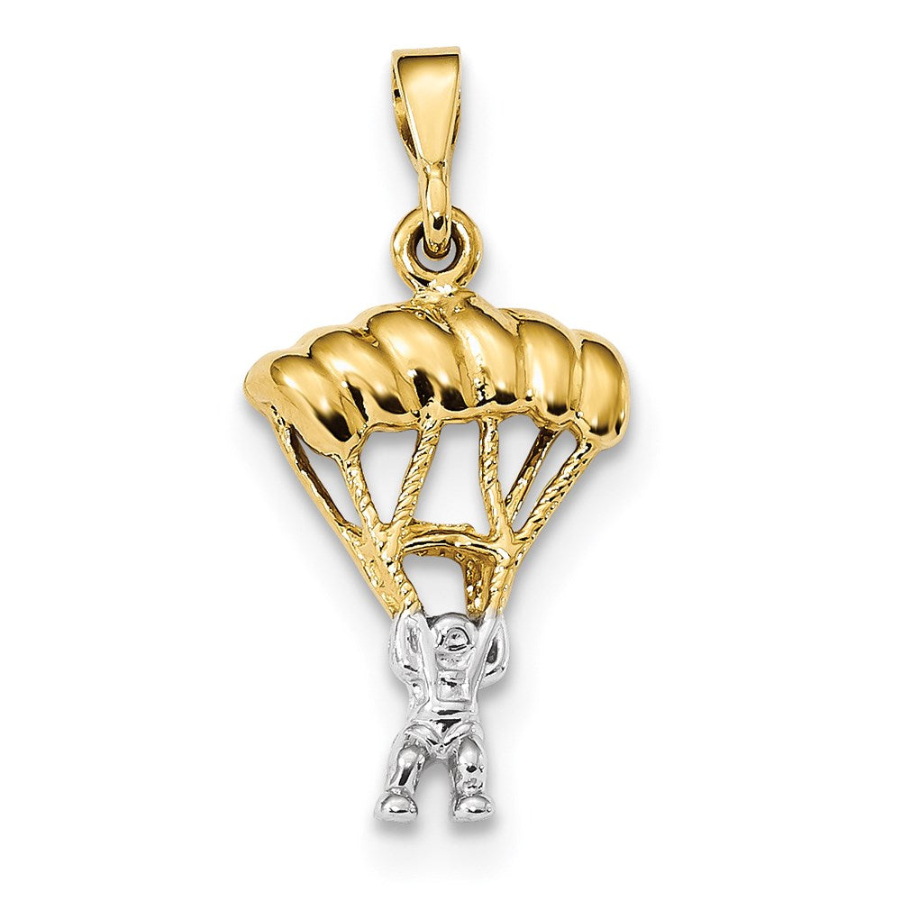 14K Gelbgold Zweifarbig Polierter Fallschirm-Anhänger